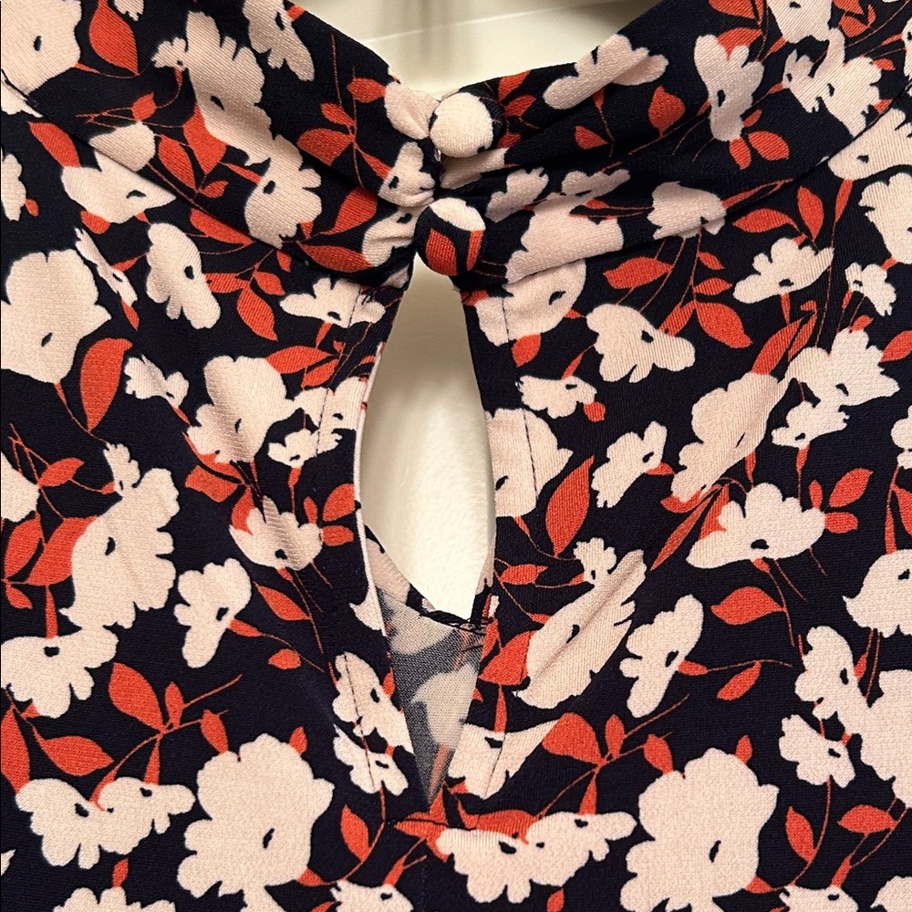 Sleeveless Floral Midi Dress - XXL Navy with Cream & Orange Floral